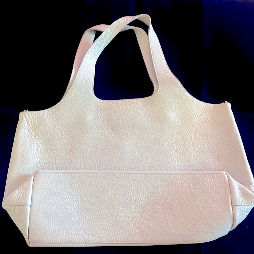 Cuyana leather tote light grey